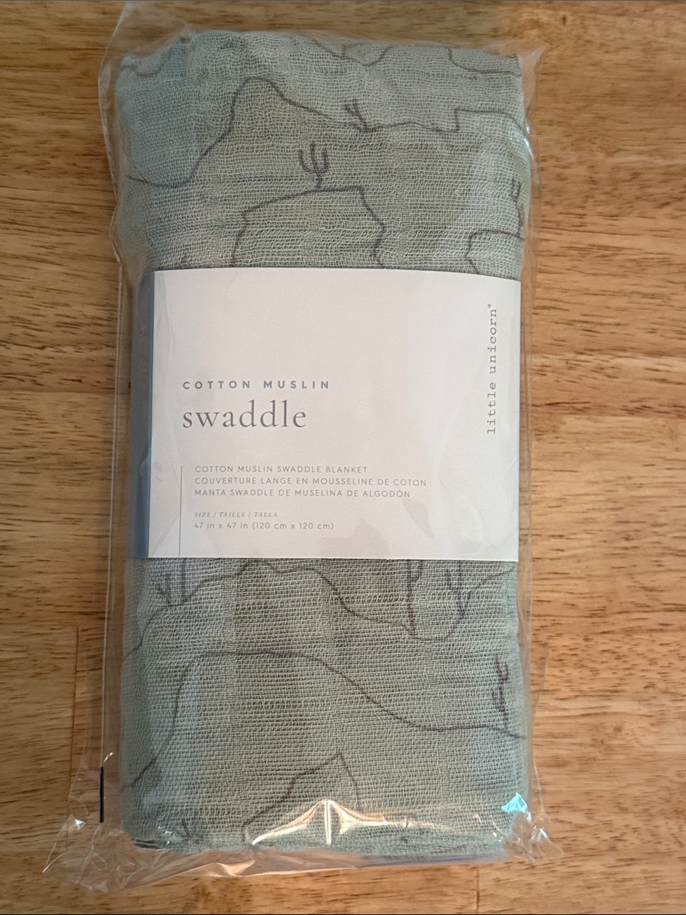 Cotton Muslin Swaddle Blanket - green cactus/desert